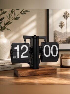Retro Vintage Flip Clock Automatic Mechanical Desktop Home Office Decor Stylish